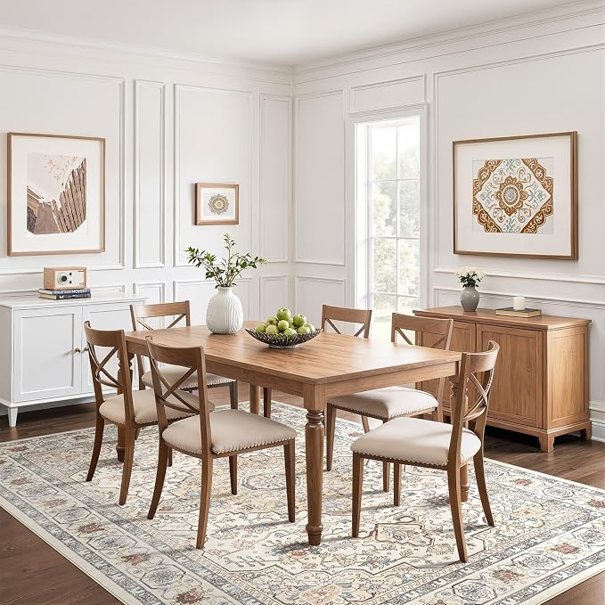 9x12 Area Rug Living Room: Washable Boho Large Neutral Vintage Soft Rugs Stain - Image 6