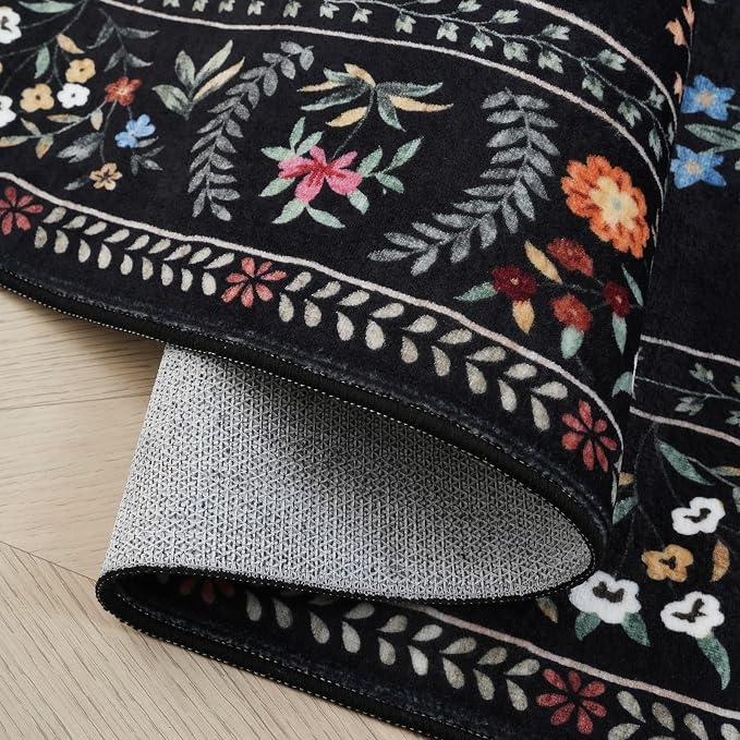 Rugcomf Door Mat Indoor Entrance 2x3 Rug Machine Washable Boho Floral Animal - Image 2