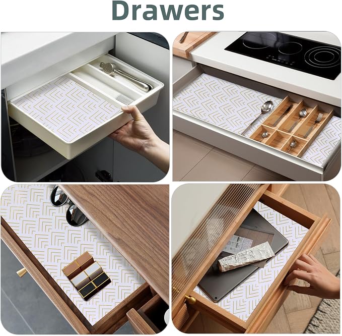 Shelf Liner for Kitchen Cabinets Non Adhesive Drawer Liner Gold Arrow Non-Slip - Image 5