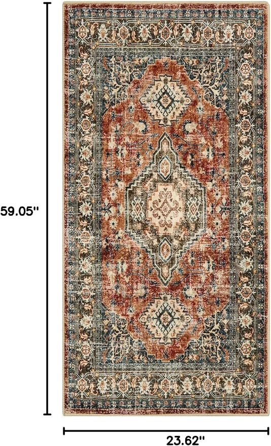 Lahome Oriental Kitchen Runner Rug Non Slip, 2x5 Washable Hallway Runner - Image 2
