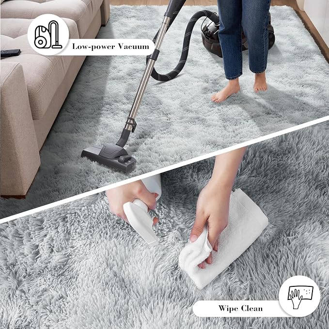 Fluffy Rug Shaggy Area Rug, Mottling Grey 4x6 Area Rugs - Image 7