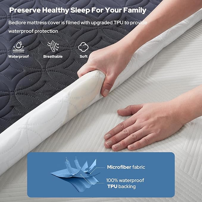 BEDLORE Waterproof Mattress Protector, King Size Mattress Pad - Image 2