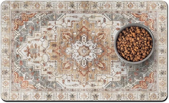 Pet Food Mats for Floor, Absorbent Dog Mat for Food and Water Dispenser Mat by Unknown