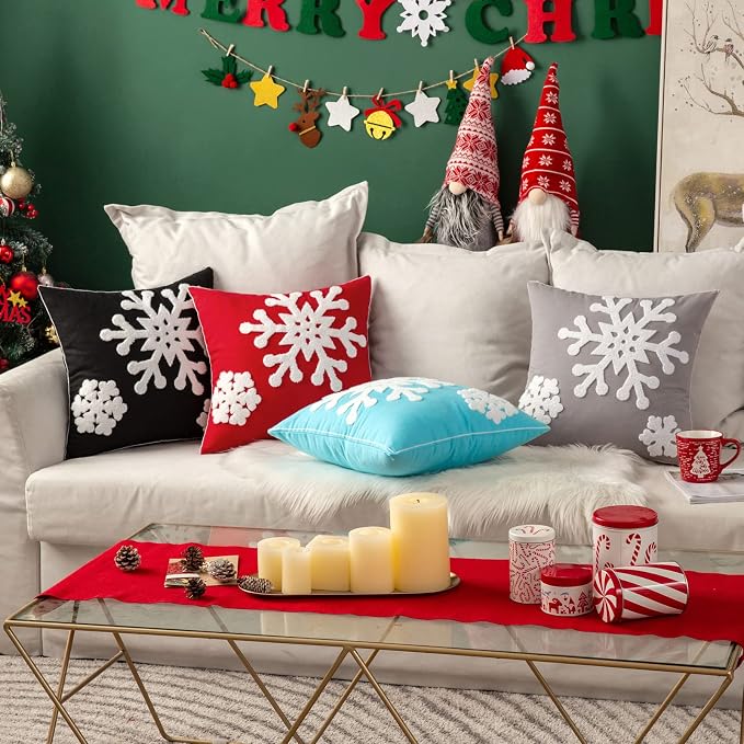 MIULEE Pack of 2 Christmas Decorative Snowflake Throw Pillow Covers Canvas - Image 5