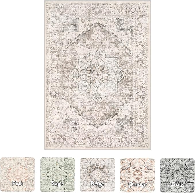 LIVEBOX 5x7 Area Rugs for Living Room, Washable Nursery Beige Neutral Boho Rug - Image 5