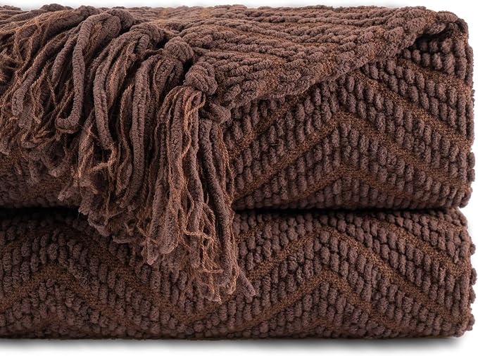 BATTILO HOME Dark Brown Throw Blanket by BATTILOHOME