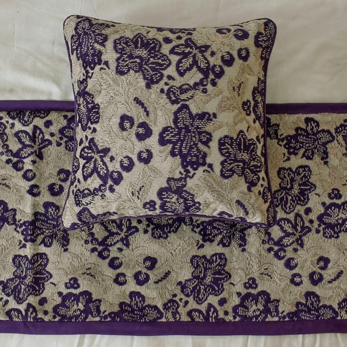 The HomeCentric King/Queen/Twin Purple Decorative CA King 86"x18" Bed Runner - Image 2