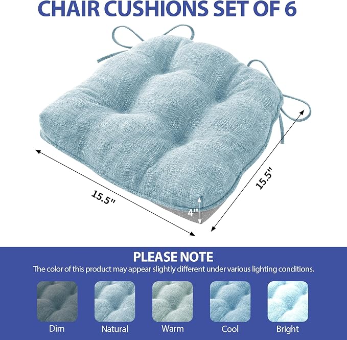 Chair Cushions for Dining Chairs Set of 6, Kitchen Chair Cushions, Chair Pads - Image 3