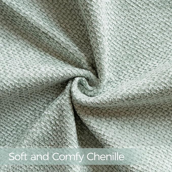 a moment Light Green Chenille Throw Pillow Covers 20x20 Inch Pack of 2 Modern - Image 4