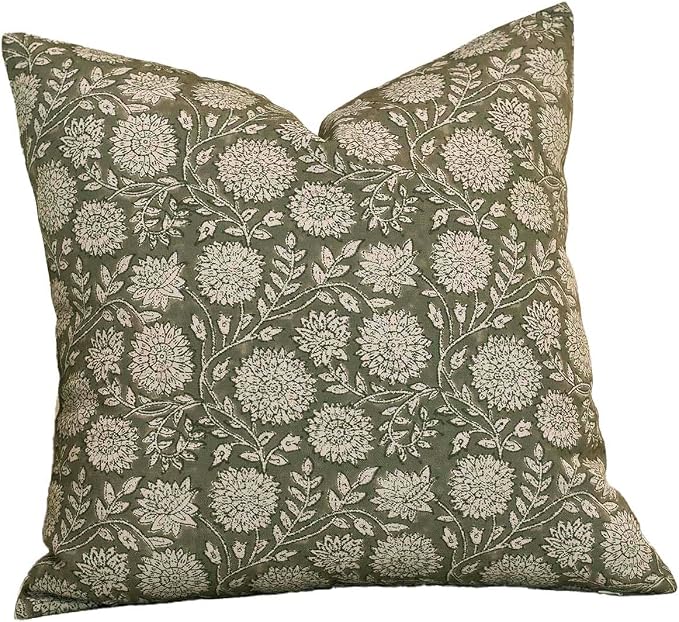 Amor Virisso Floral Pillow Covers 24x24 Throw Pillow Covers Vintage Block Print - Image 8