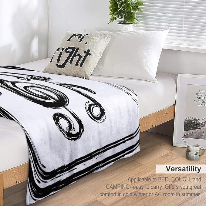 Music Blanket Black Abstract Graffiti Music Note Art Printed Soft Cozy - Image 3