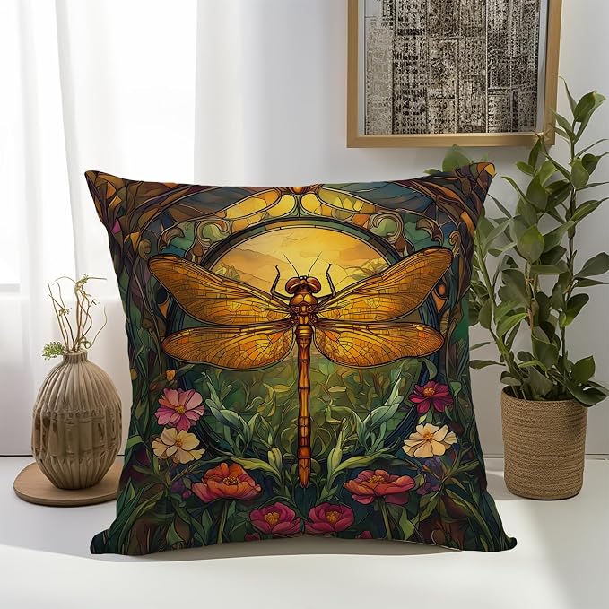 YOU FOUND ME William Morris Abstract Vintage Floral Dragonfly Design Throw - Image 2