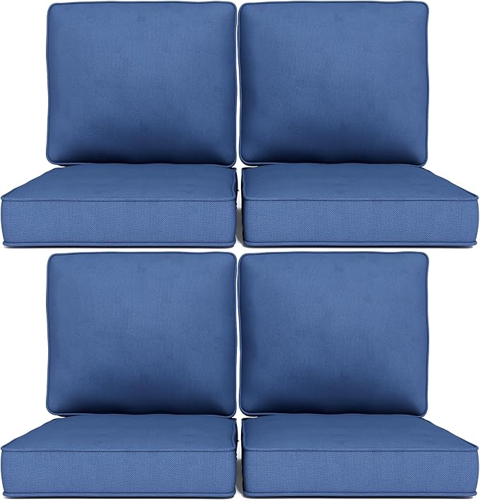 Outdoor Chair Cushions 23" x 24" x 4", Patio Deep Seat Replacement Cushions Set by Pugire