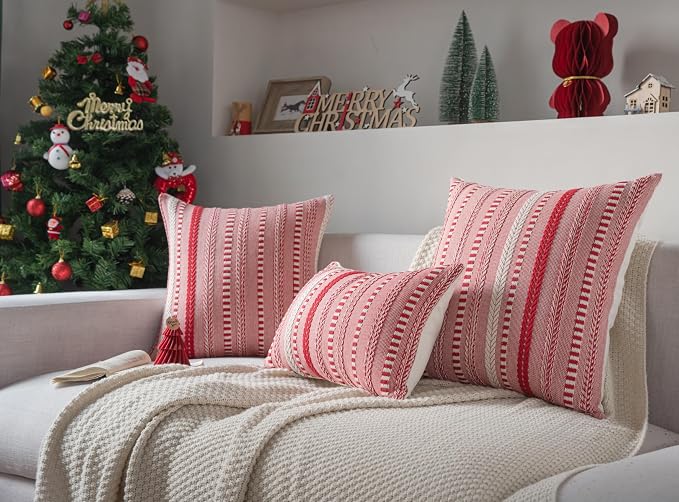 Christmas Pillow Covers 22x22 Inch Set of 2, Farmhouse Boho Christmas - Image 5