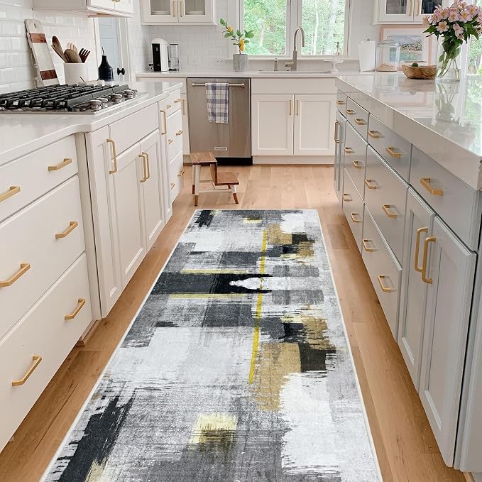 Runner Rug Washable 3x20 FT, Non Slip Rubber Backing Abstract Carpet, Soft Area - Image 3