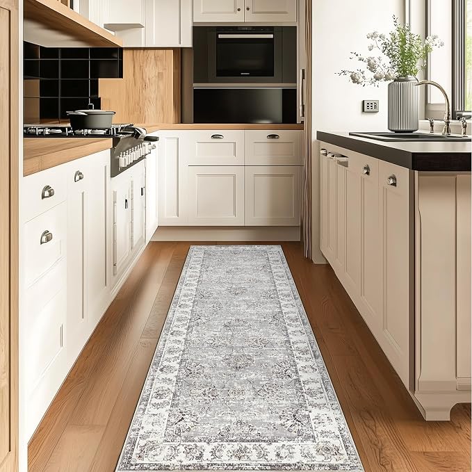 jinchan Fiora Hallway Runner Rug 2x10 Machine Washable Runner Rug Grey Vintage - Image 2