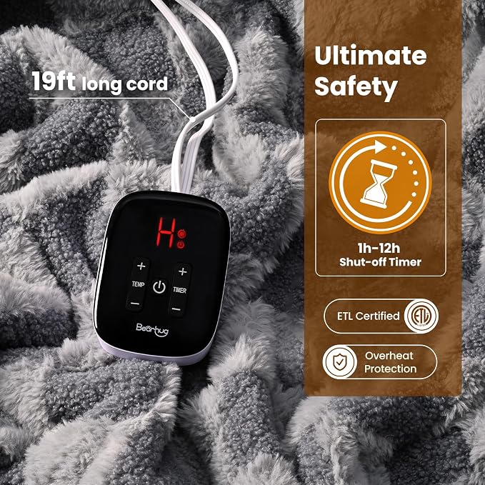 Bearhug Electric Blanket Full Size 77" x 84", 10 Heating Levels & 1-12H Auto Off - Image 4