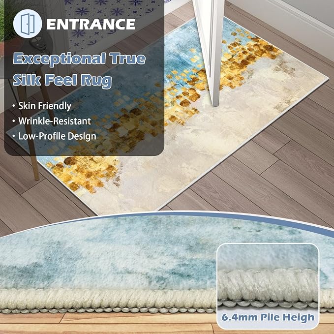 Runner Rug Washable 2x9 FT, Non Slip Rubber Backing Abstract Carpet, Soft Area - Image 6
