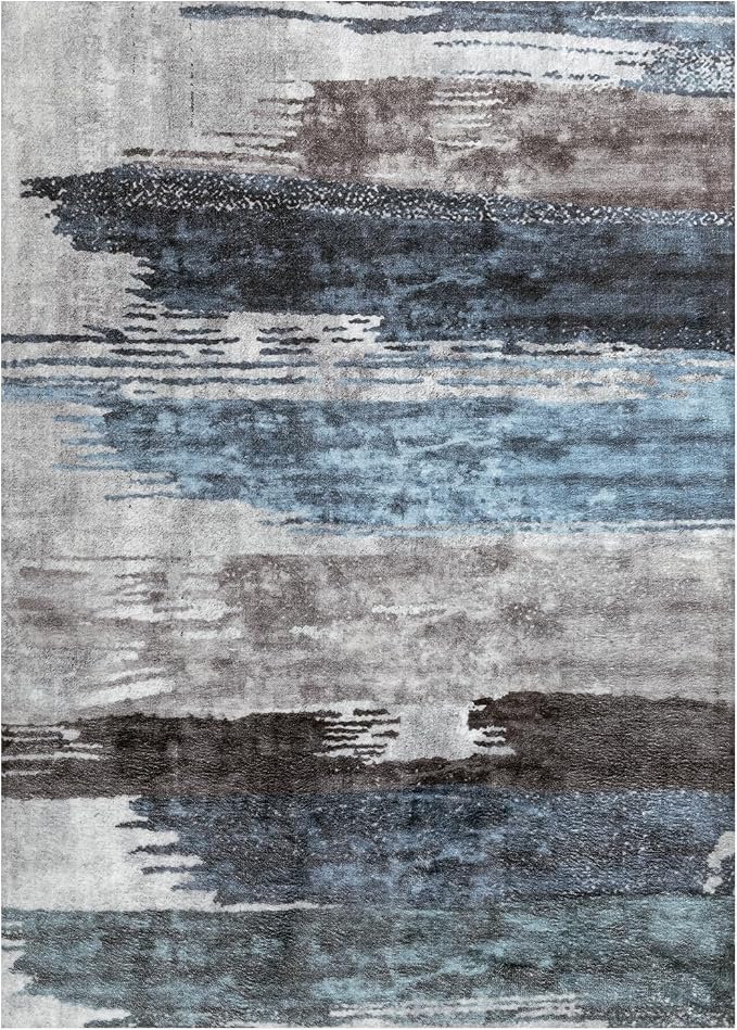 Ciicool Modern Abstract Deep Blue Gray Rug - Image 8