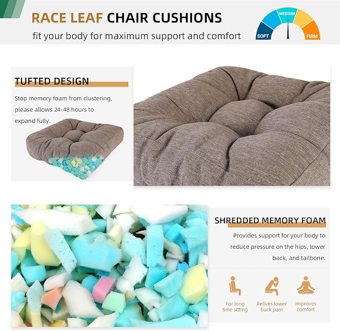 RACE LEAF 19" x 19" Patio Chair Cushions Brown - Image 2
