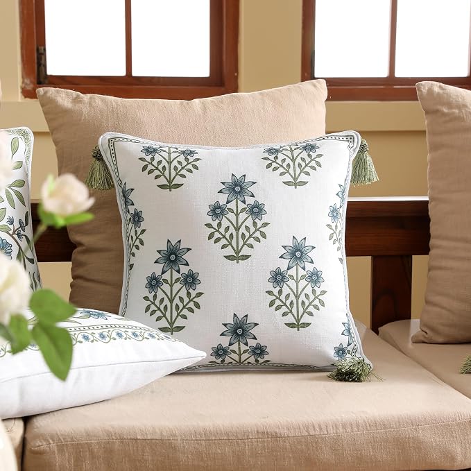 ISAENNE Design Fresh Linen Square Throw Pillow Covers 18"x18" Pack of 2 - Image 2