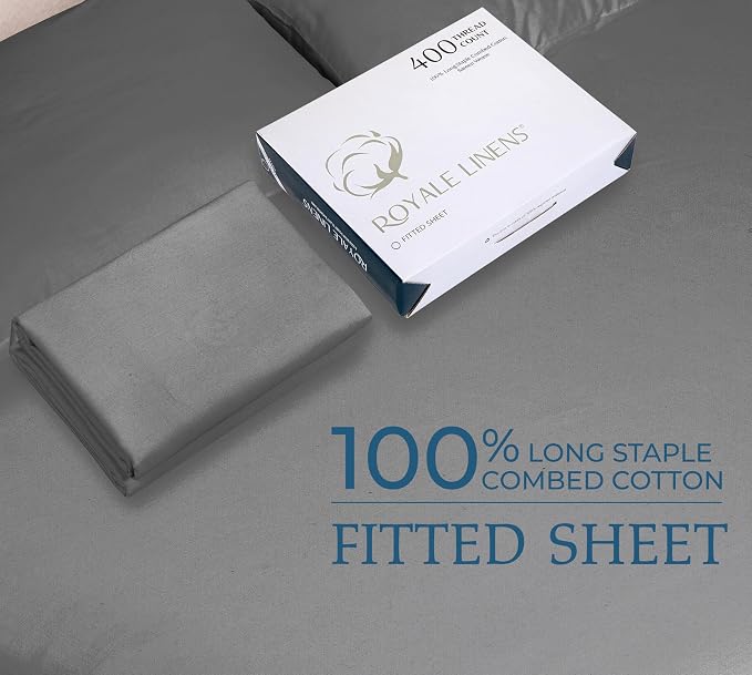 Royale Linens 400 Thread Count 100% American Grown Cotton Fitted Sheet Full Size - Image 9
