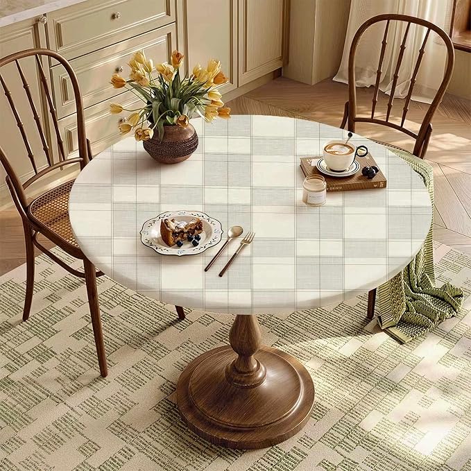 Plaid Fitted Round Tablecloth - Image 8