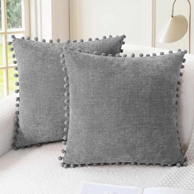 CaliTime Throw Pillow Covers Decorative 18 X 18 Inches Pack of 2 Cozy Solid by CaliTime