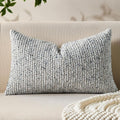 Decorative Lumbar Pillow Cover 12x20 Blue Striped Soft Wool Lumbar Throw Pillow by Allorry