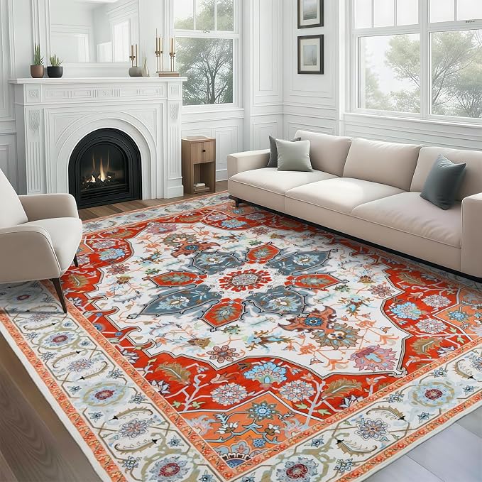WILLSUN Washable Area Rugs, 8x10 Non-Slip Boho Large Area Rugs by Embracethewarmthofhome