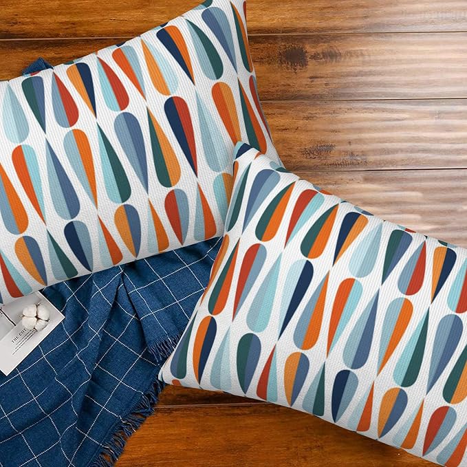 Mid-Century Drop Shapes Throw Pillow Cover Case Modern Retro Style Throw - Image 7
