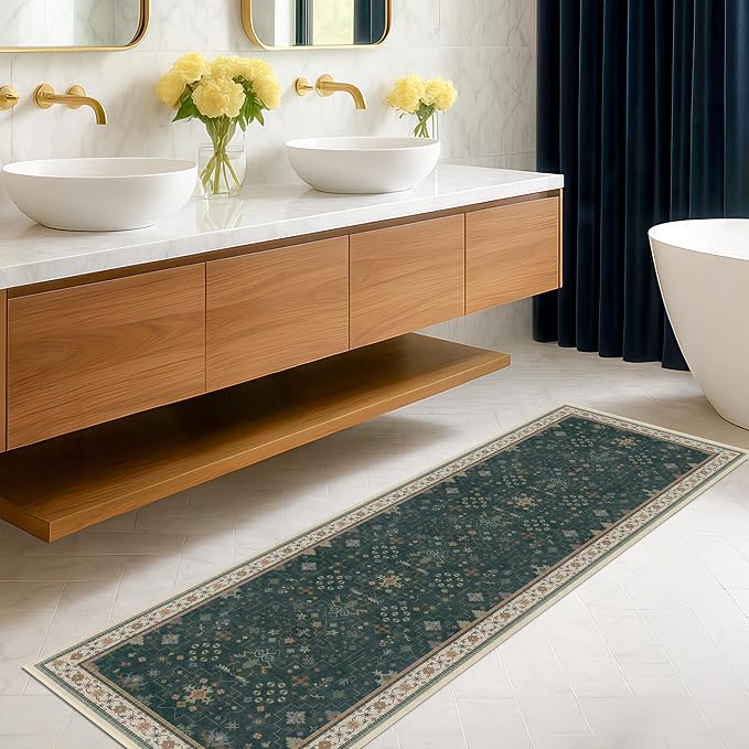 Dark Green 2x7 Kitchen Rug - Image 2