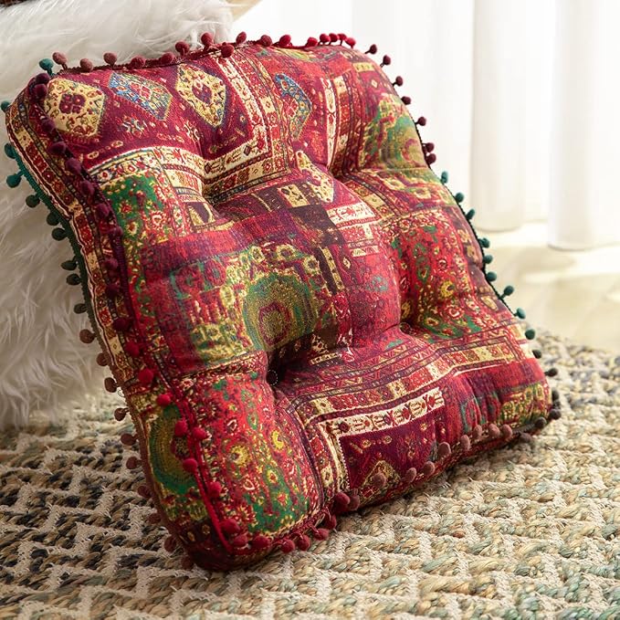 vctops Christmas Red Bohemian Patchwork Square Chair Seat Cushions - Image 3