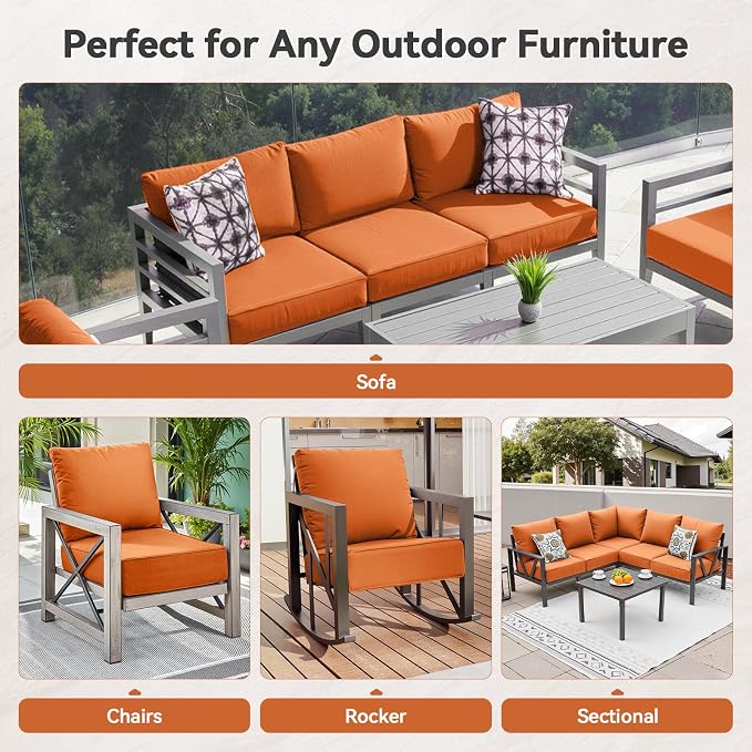 Luxury 6" Outdoor Cushions for Patio Furniture, Fade Resistant Couch Chair - Image 8