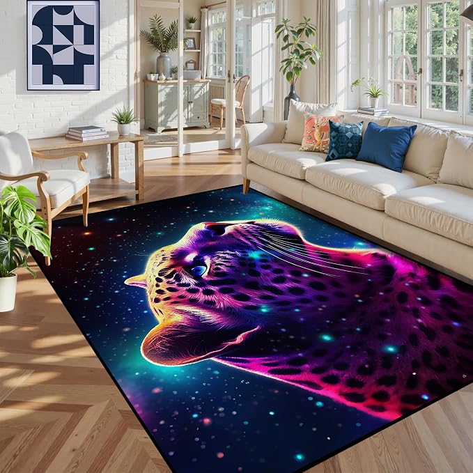 6' x 9' Galaxy Leopard Rug Fierce Panther Area Rugs - Image 5