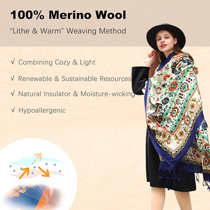 DANA XU 100% Merino Wool Pashmina Shawl - Image 4