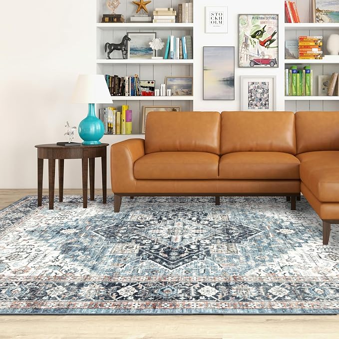 Area Rug 6×9, Large Vintage Boho Rug, Ultra-Soft Low Pile, Non Slip, Stain - Image 7