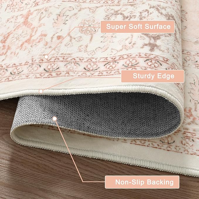 LIVEBOX Washable Peachy Pink Rug 5ft - Image 2