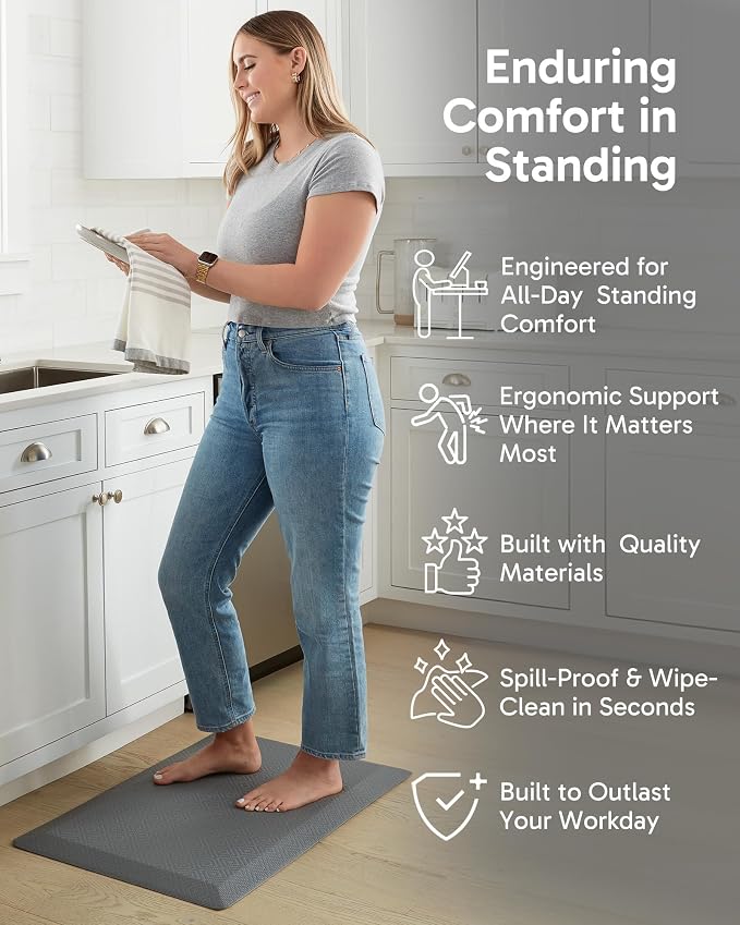 Ophanie Kitchen Mats for Floor, 3/4 inch Thick, 17x24 Anti Fatigue Cushioned Mat - Image 3