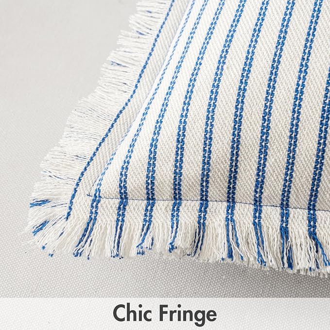 MIULEE Pack of 2 Royal Blue Pillow Covers 24x24 Inch Striped Farmhouse Couch - Image 2