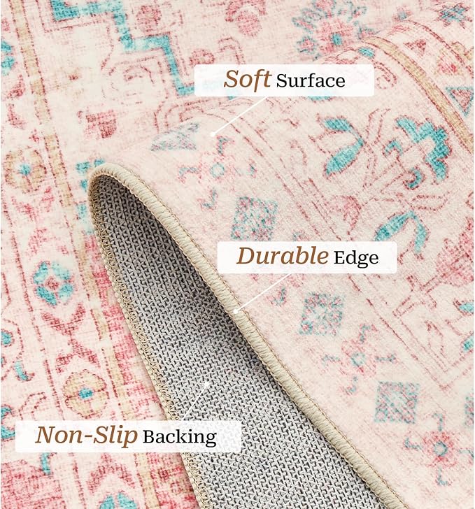 zesthome 6x9 Washable Rugs for Baby Girl, Super Soft Pink Rugs for Nursery Room - Image 4