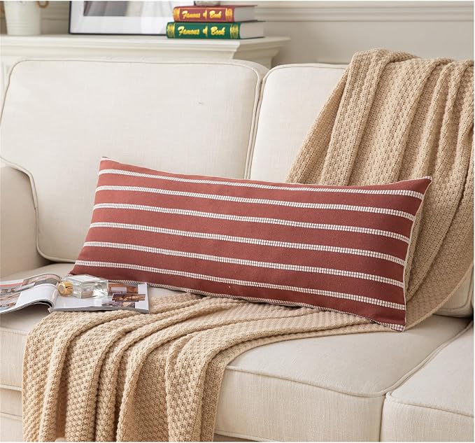 Caflife Boho Lumbar Throw Pillow Cover 14X36 Long Soft Farmhouse Decorative by Caflife