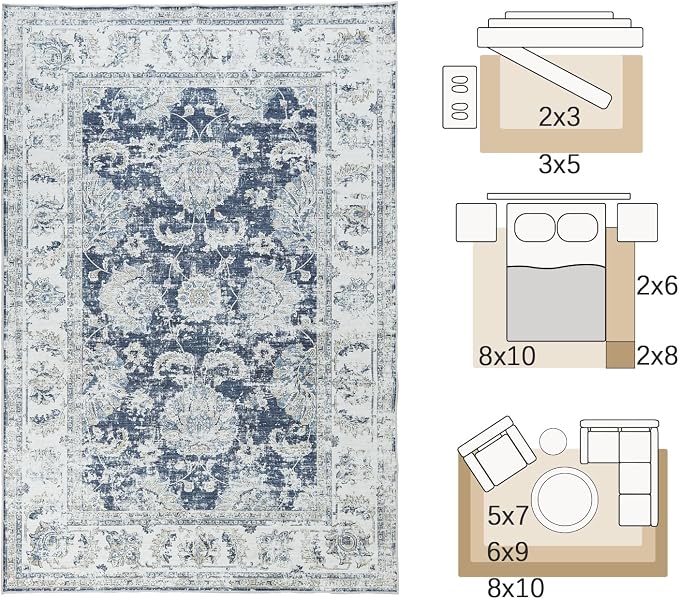 jinchan Fiora Floral 3x5 Area Rugs - Image 2