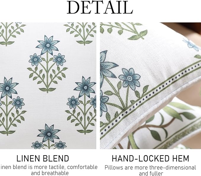ISAENNE Design Fresh Linen Square Throw Pillow Covers 18"x18" Pack of 2 - Image 5