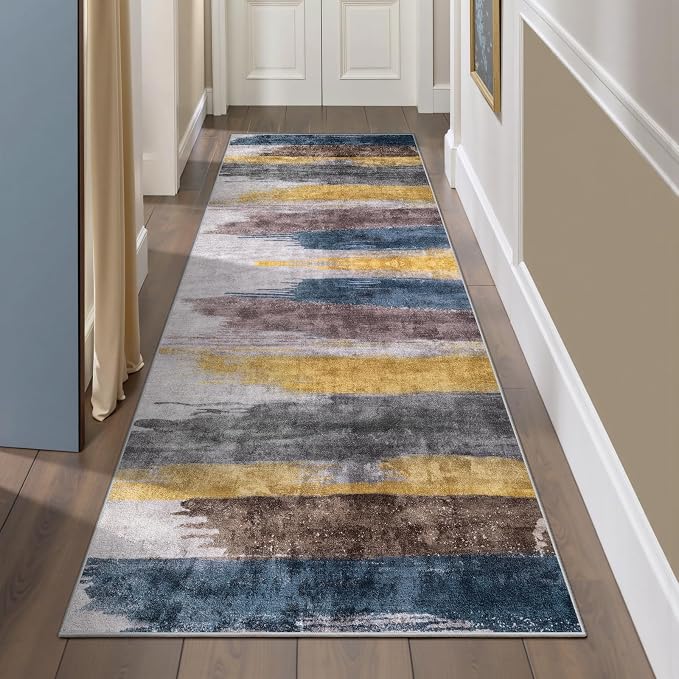 Ciicool 2'6"x10' Washable Runner Rug, Modern Abstract Hallway Rugs Runner - Image 2