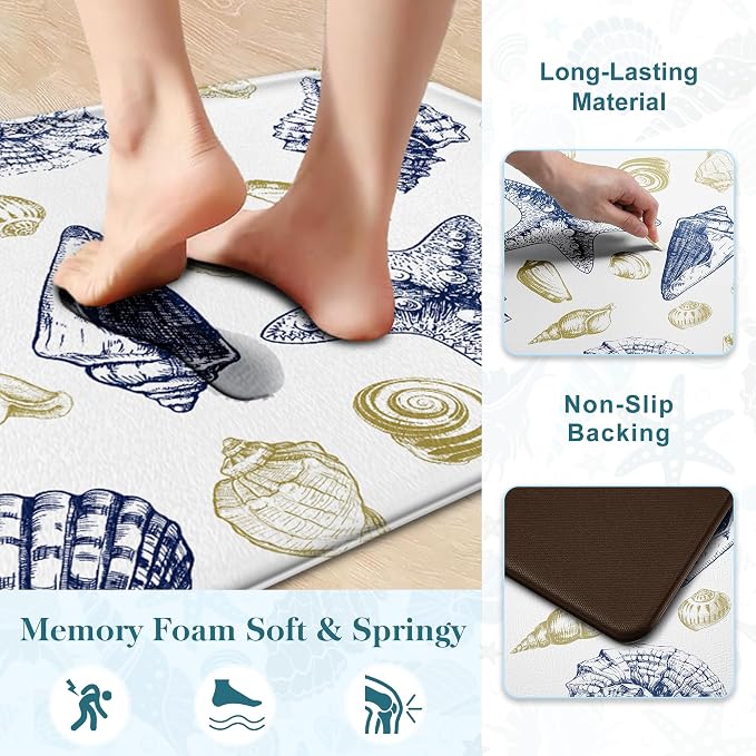 Kitchen Mats for Floor Cushioned Anti Fatigue Sets of 2 Beach Theme Kitchen - Image 5