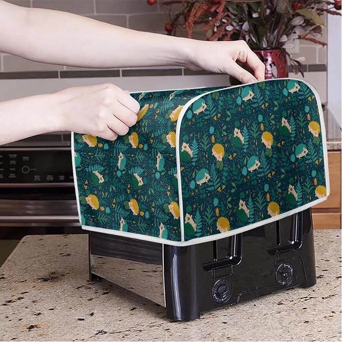Flowers Hedgehog Printed 2 Slice Kitchen Machine Covers, Dustproof Toaster - Image 3