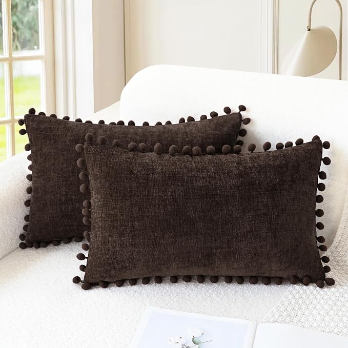 CaliTime Throw Pillow Covers Decorative 20 X 12 Inches Pack of 2 Cozy Solid by CaliTime