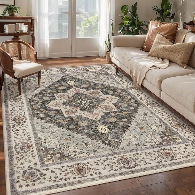 Tangsoo 3x5 Area Rug Vintage Washable Rugs Non Slip, Farmhouse Rugs Indoor - Image 8