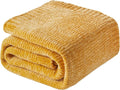 BATTILO HOME Mustard Yellow Throw Blanket by BATTILOHOME